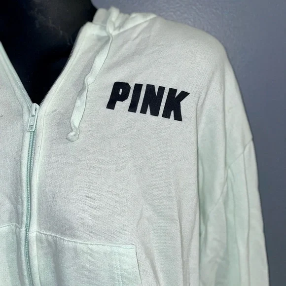 PINK Victoria’s Secret light teal blue/green zip up hoodie sweatshirt size small - Picture 3 of 16